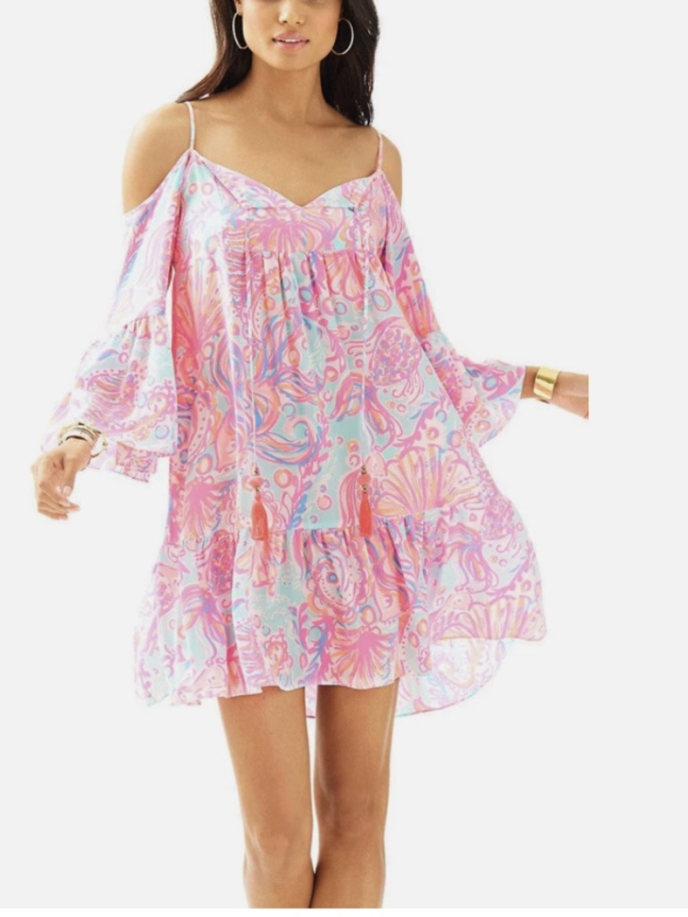 Lilly Pulitzer Alanna Off The Shoulder Bubble Too Much Dress - XS